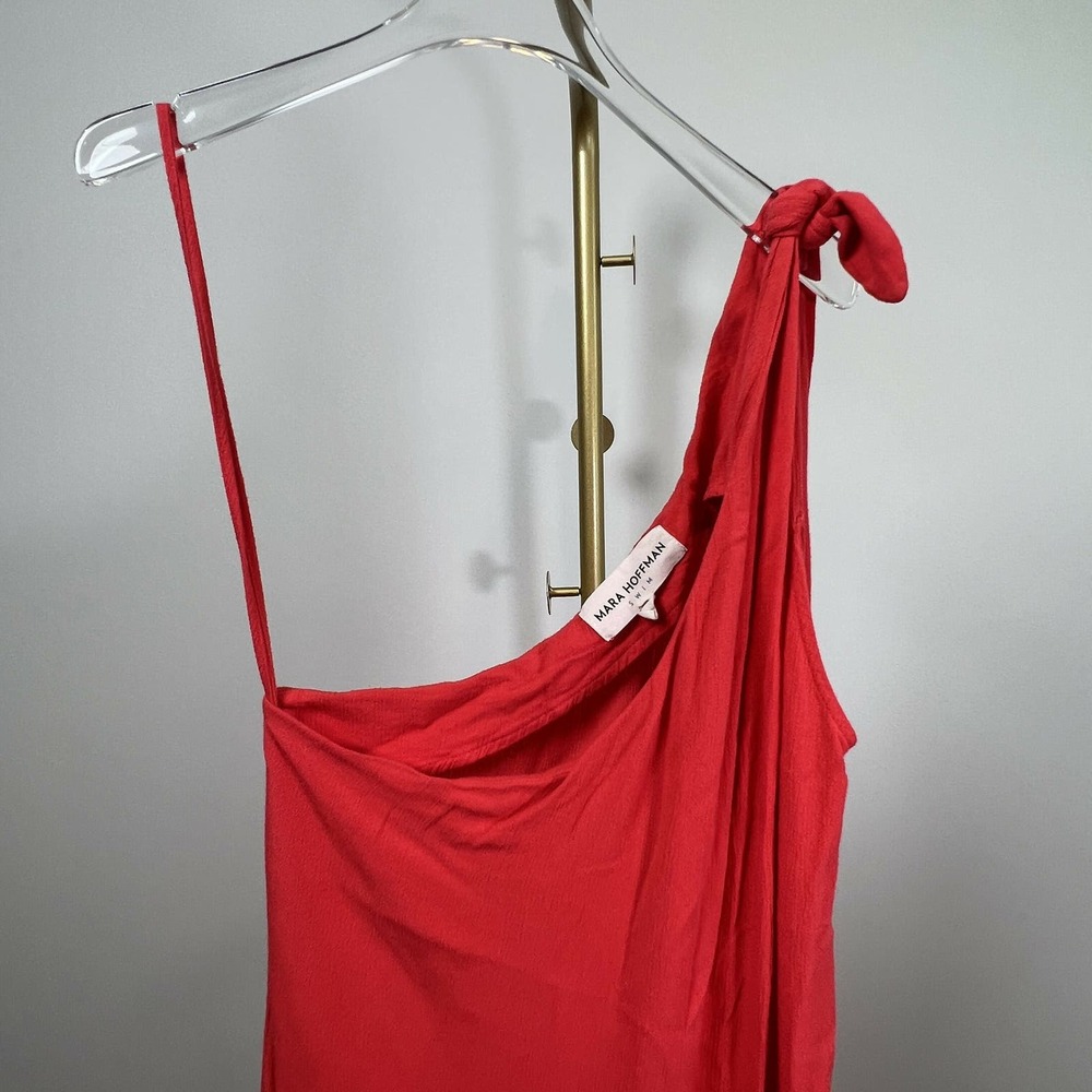 Mara Hoffman One Shoulder Camilla Cover-Up Dress Red /M - Picture 4 of 9